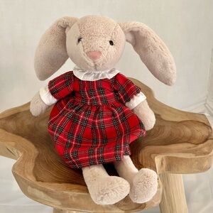 Jellycat Tartan Lottie Bunny Rabbit Plush Red Dress, Retired, no tag.